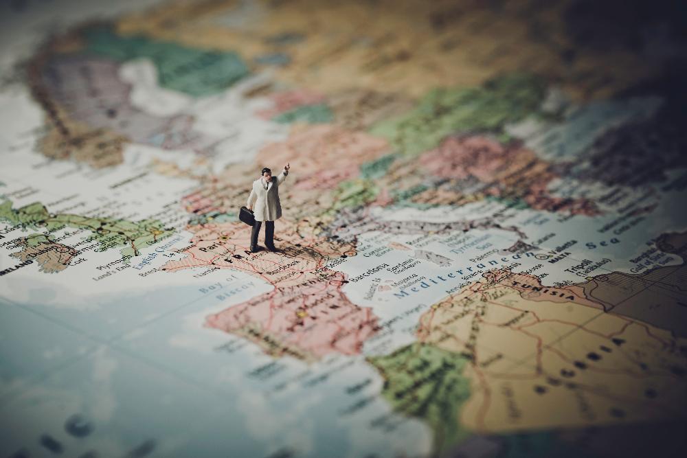A photo of a man on a map A photo of a man on a map